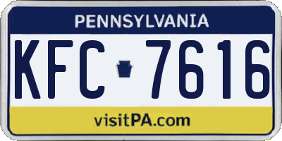 PA license plate KFC7616