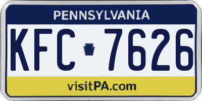 PA license plate KFC7626
