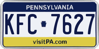 PA license plate KFC7627