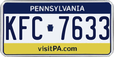 PA license plate KFC7633