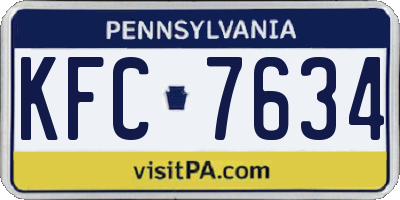 PA license plate KFC7634