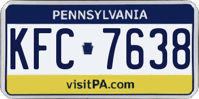 PA license plate KFC7638