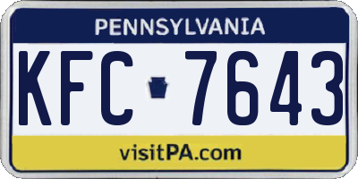 PA license plate KFC7643