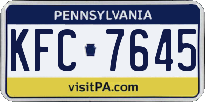 PA license plate KFC7645