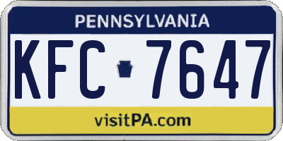 PA license plate KFC7647