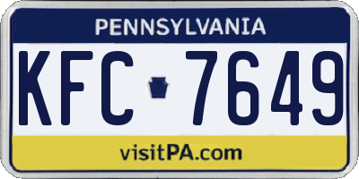 PA license plate KFC7649