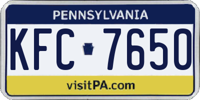 PA license plate KFC7650