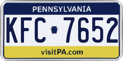 PA license plate KFC7652