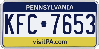 PA license plate KFC7653