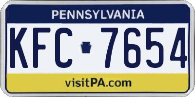 PA license plate KFC7654