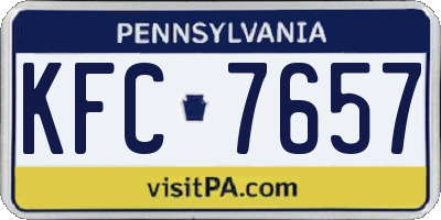 PA license plate KFC7657