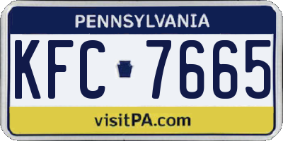 PA license plate KFC7665