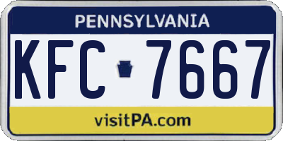 PA license plate KFC7667