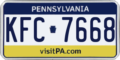 PA license plate KFC7668