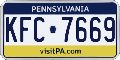 PA license plate KFC7669