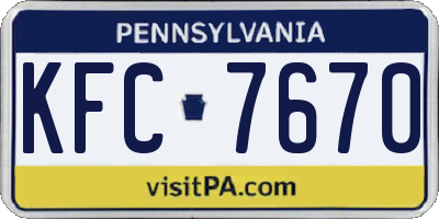PA license plate KFC7670