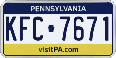 PA license plate KFC7671