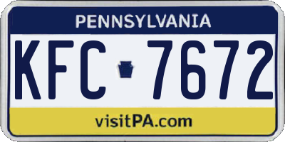 PA license plate KFC7672