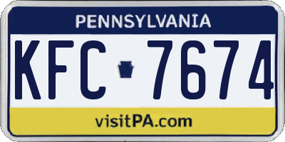 PA license plate KFC7674