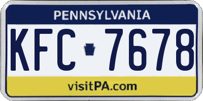 PA license plate KFC7678