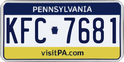 PA license plate KFC7681