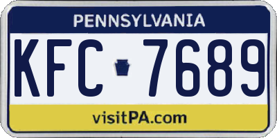 PA license plate KFC7689