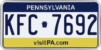 PA license plate KFC7692