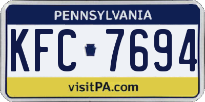 PA license plate KFC7694