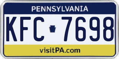 PA license plate KFC7698