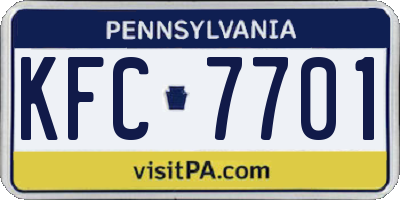 PA license plate KFC7701