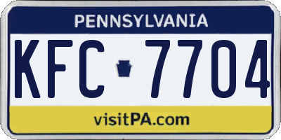 PA license plate KFC7704