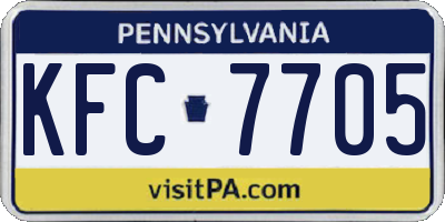 PA license plate KFC7705