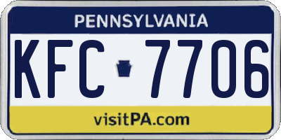 PA license plate KFC7706