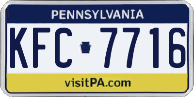 PA license plate KFC7716