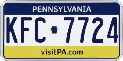PA license plate KFC7724
