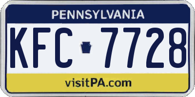 PA license plate KFC7728
