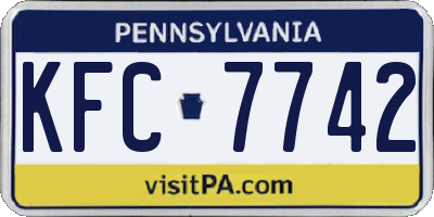 PA license plate KFC7742