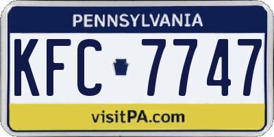 PA license plate KFC7747