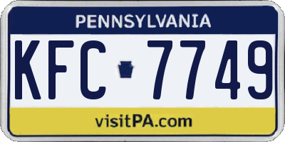 PA license plate KFC7749
