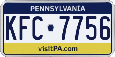 PA license plate KFC7756