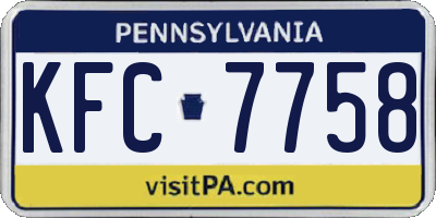 PA license plate KFC7758