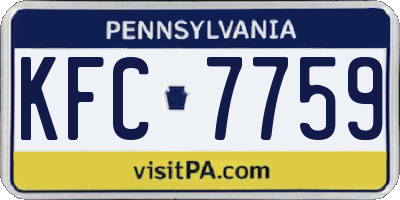 PA license plate KFC7759