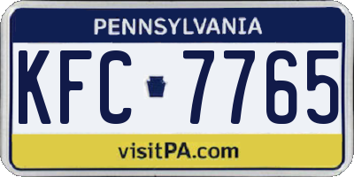 PA license plate KFC7765