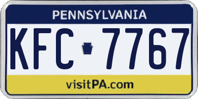 PA license plate KFC7767
