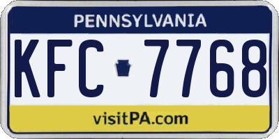 PA license plate KFC7768