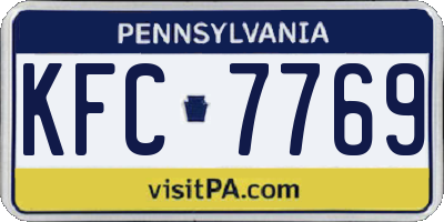 PA license plate KFC7769