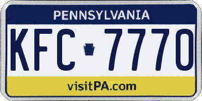 PA license plate KFC7770