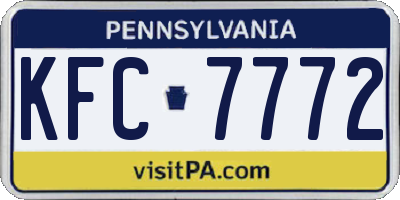PA license plate KFC7772