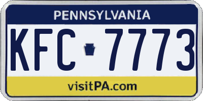 PA license plate KFC7773