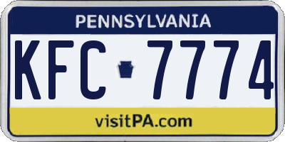 PA license plate KFC7774